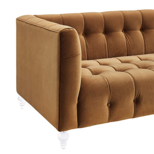 Bea Cognac Velvet Sofa