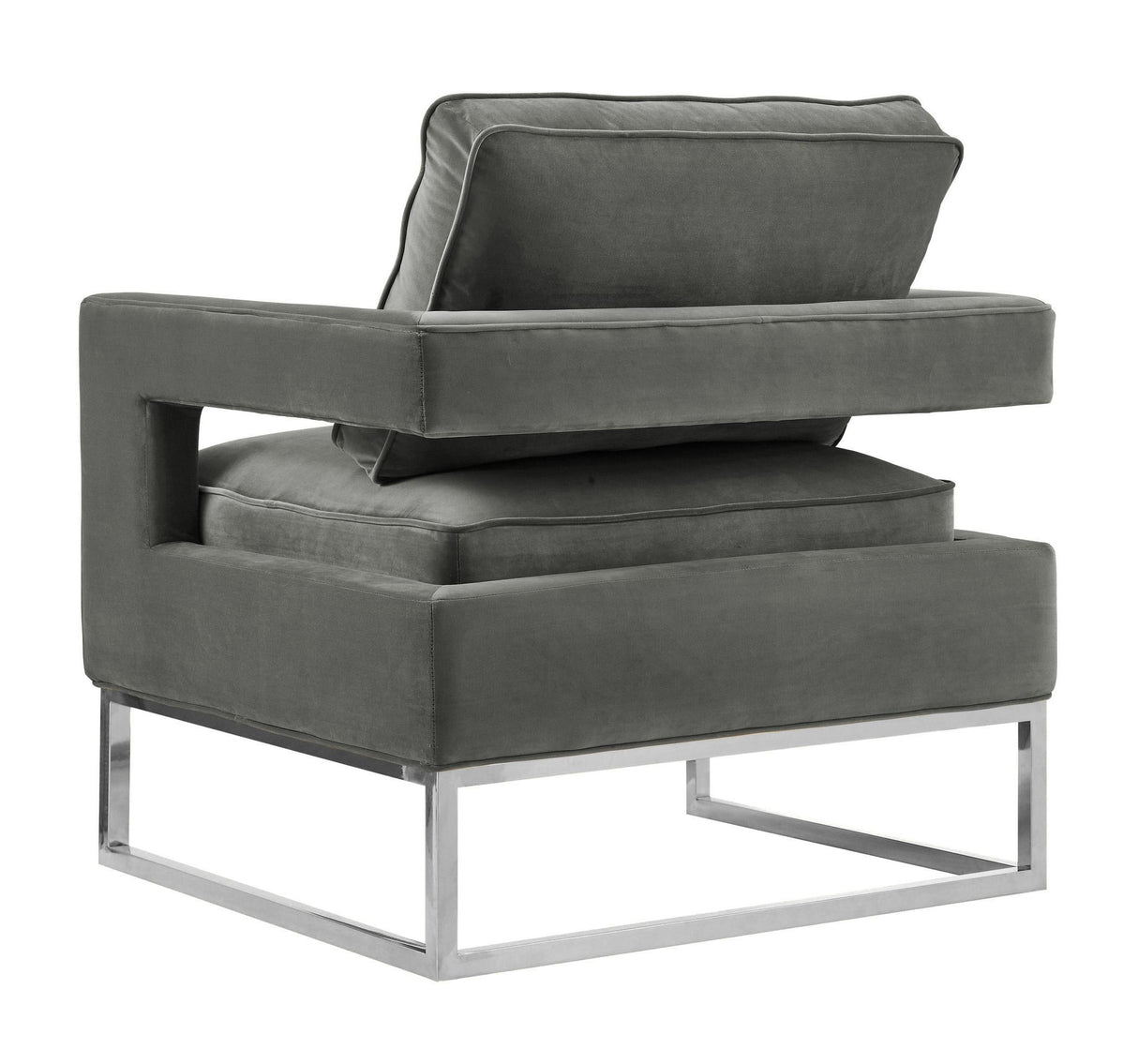 Avery Grey Velvet Chair - Silver Frame