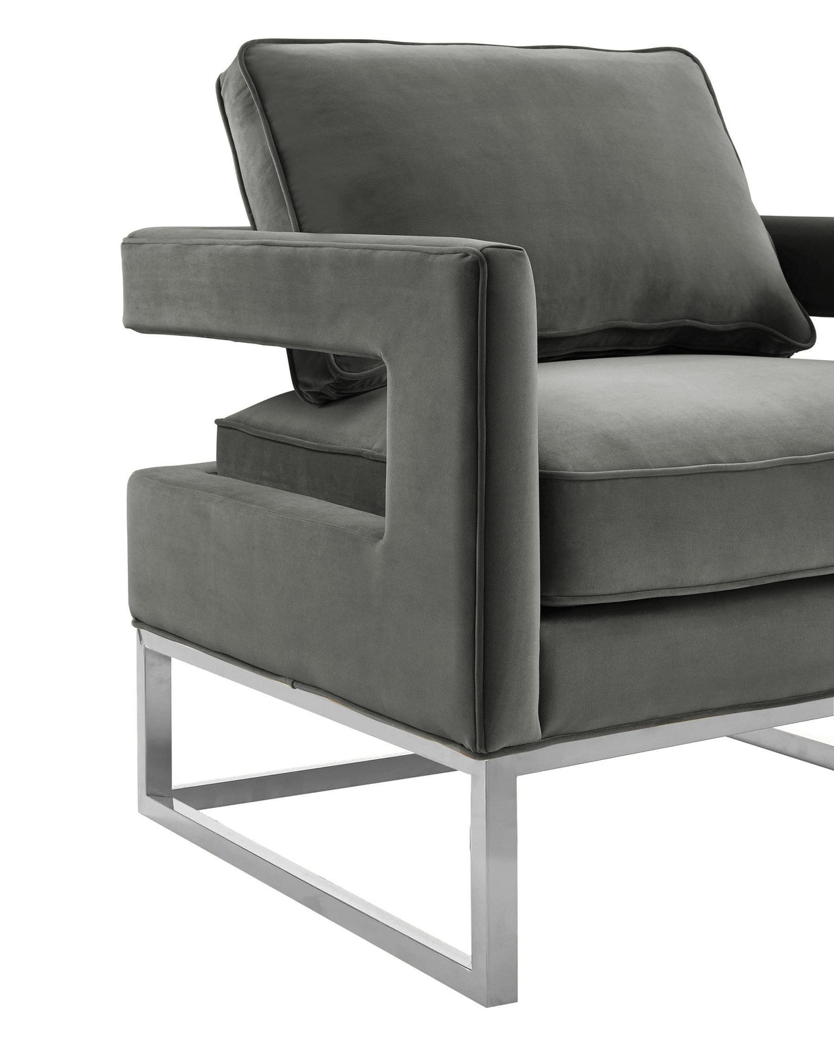 Avery Grey Velvet Chair - Silver Frame