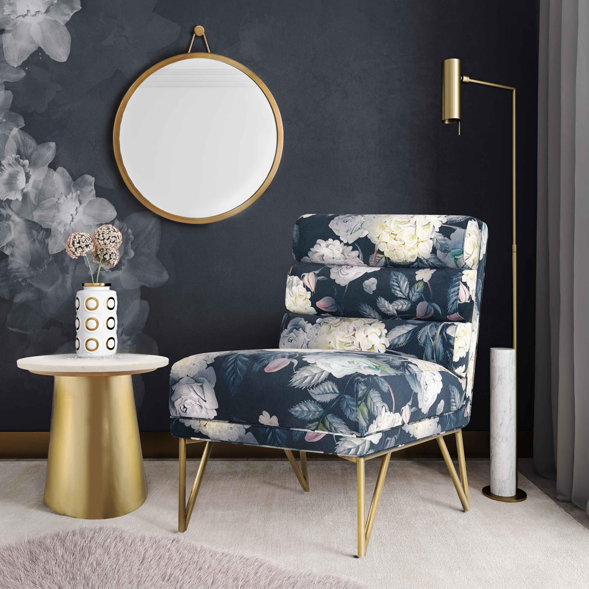 Kelly Floral Velvet Chair