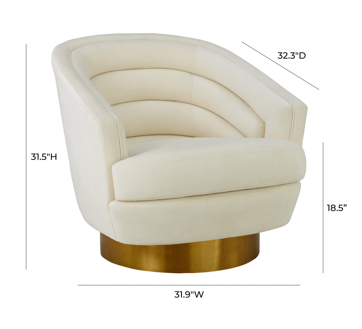 Canyon Cream Velvet Swivel Chair