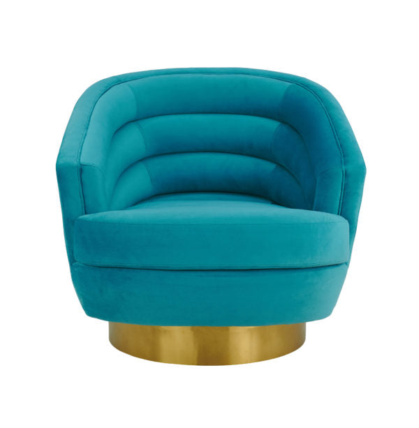 Canyon Blue Velvet Swivel Chair