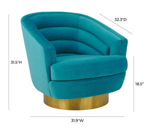 Canyon Blue Velvet Swivel Chair