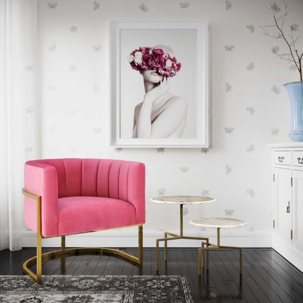 Magnolia Rose Pink Velvet Chair