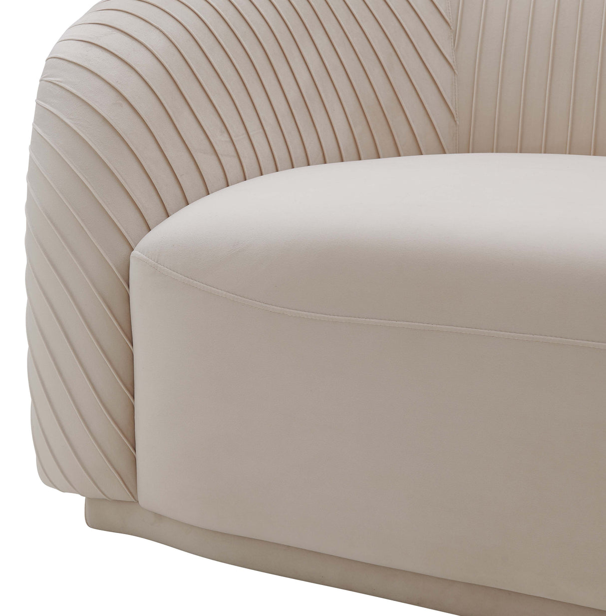 Yara Pleated Beige Velvet Sofa