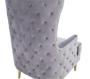 Alina Grey Tall Tufted Back Chair