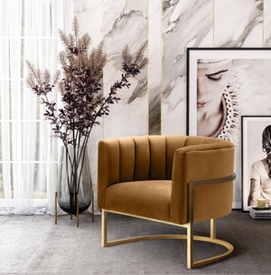 Magnolia Cognac Velvet Chair