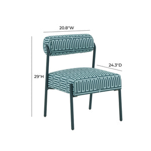 Jolene Green Patterned Linen Accent Chair