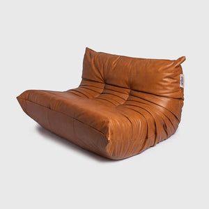 [325rld-brown] Mellow Luxury Bean Bag (Double) (royal leather, Brown)