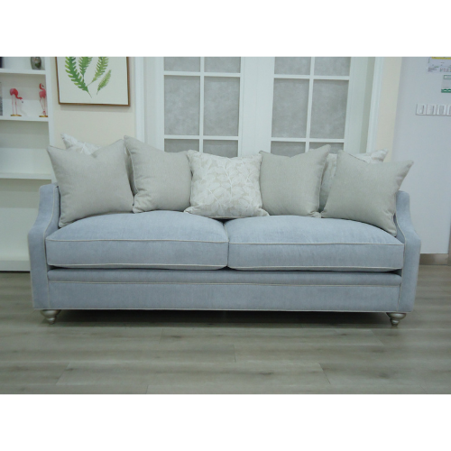 Wood Frame Upholstered Silver Sofa