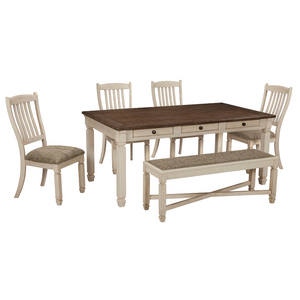 Bolanburg Dining Table and 4 Chairs and Bench Set