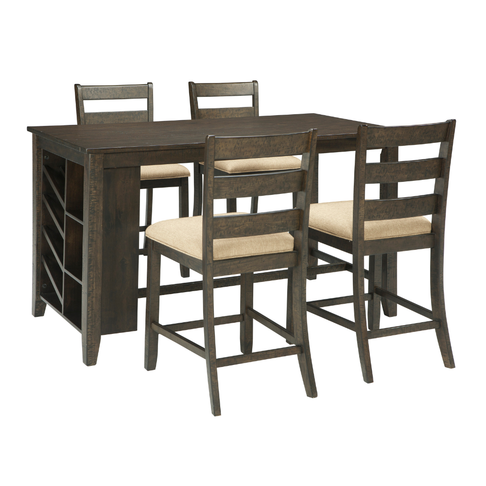 Rokane Counter Height Dining Table and 4 Barstools Set