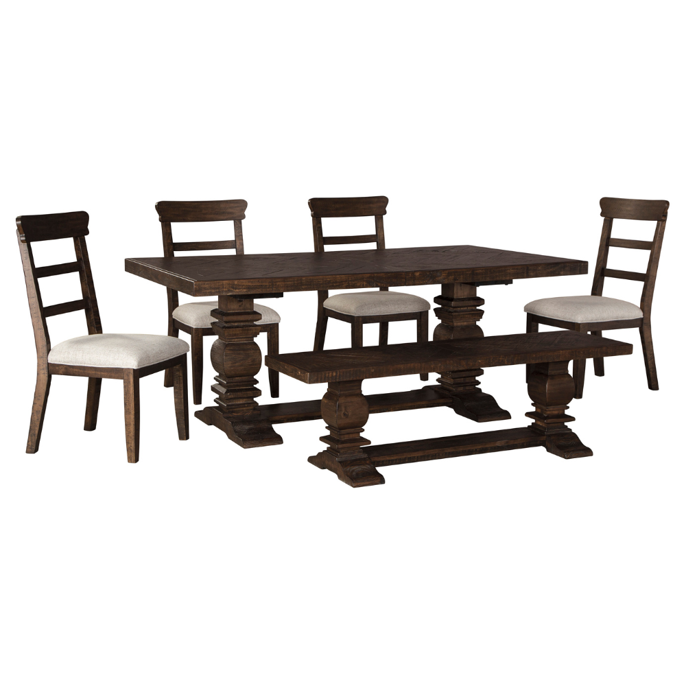 Hillcott Dining Table and 4 Chairs and Bench Set