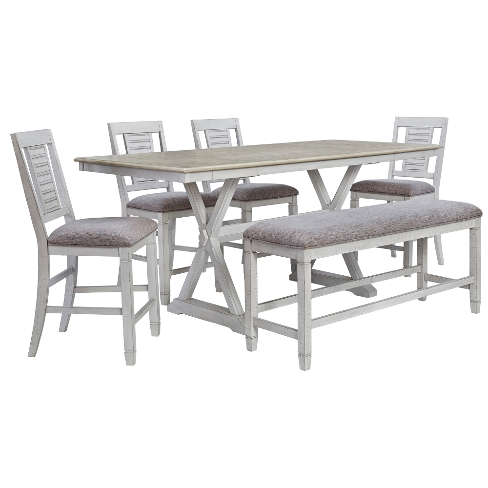 Teganville Counter Height Dining Table and 4 Barstools and Bench