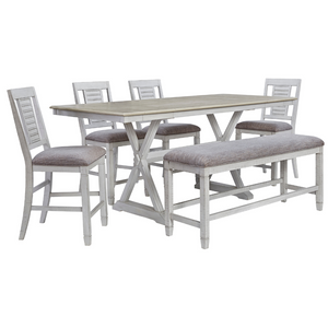 Teganville Counter Height Dining Table and 4 Barstools and Bench