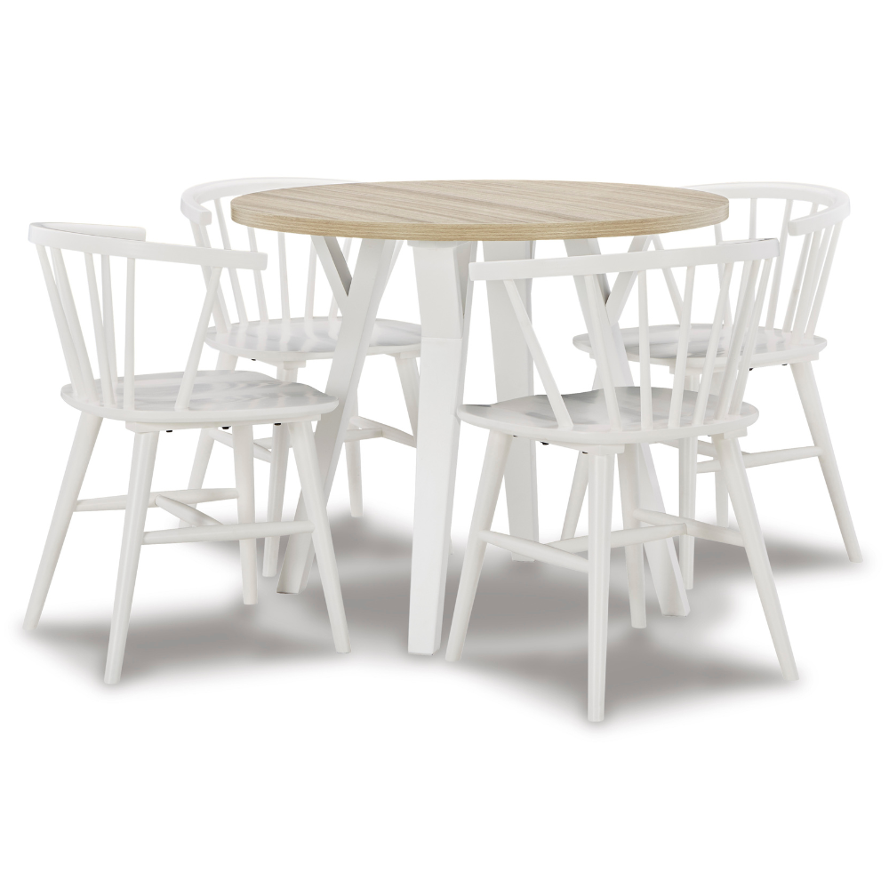 Grannen White Dining Set (4 Chairs)