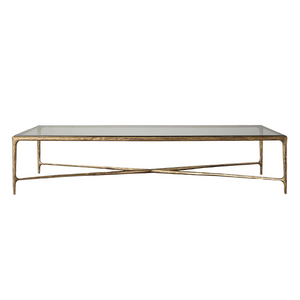 Square Silver Coffee Table with Glass Top