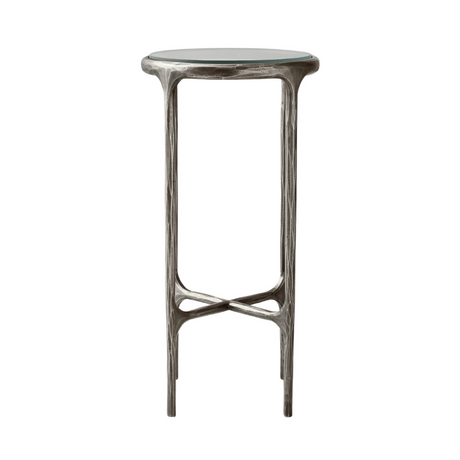 Round Gold Accent Table with Glass Top
