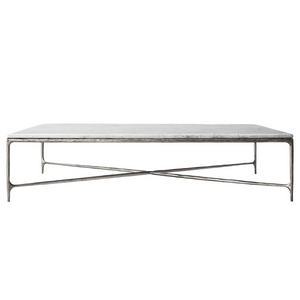 Square Silver Coffee Table with Marble Top