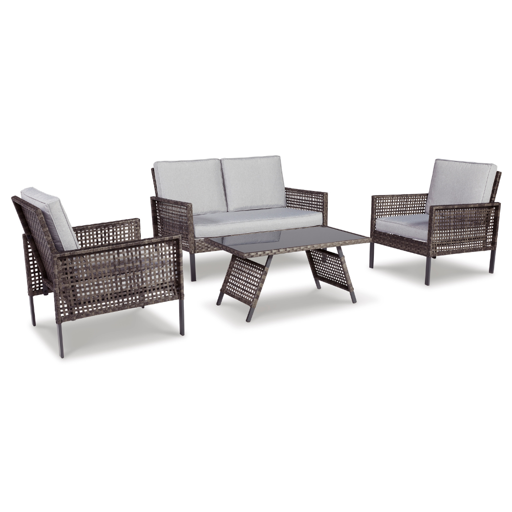 Lainey Outdoor Love/Chairs/Table Set (Set of 4)