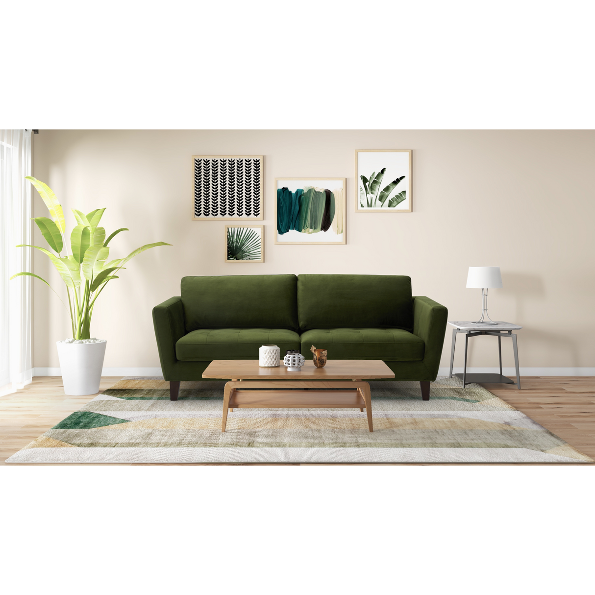 Prague Green 3 Seater Sofa