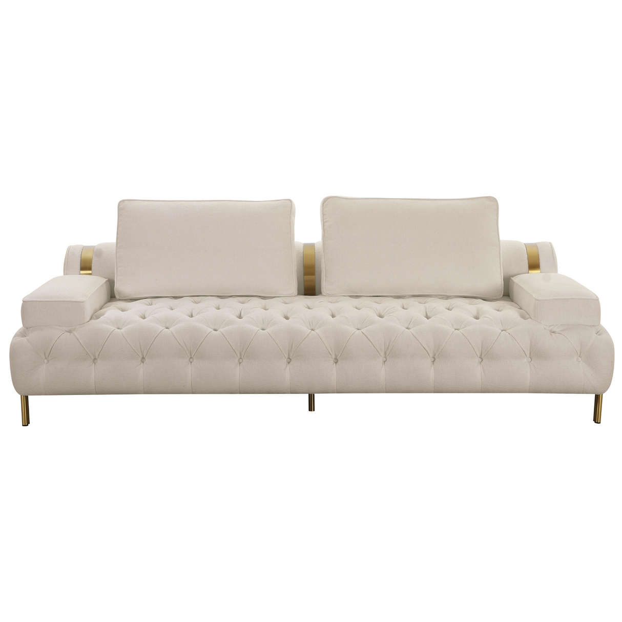 Tufting Tan 3 Seater Sofa