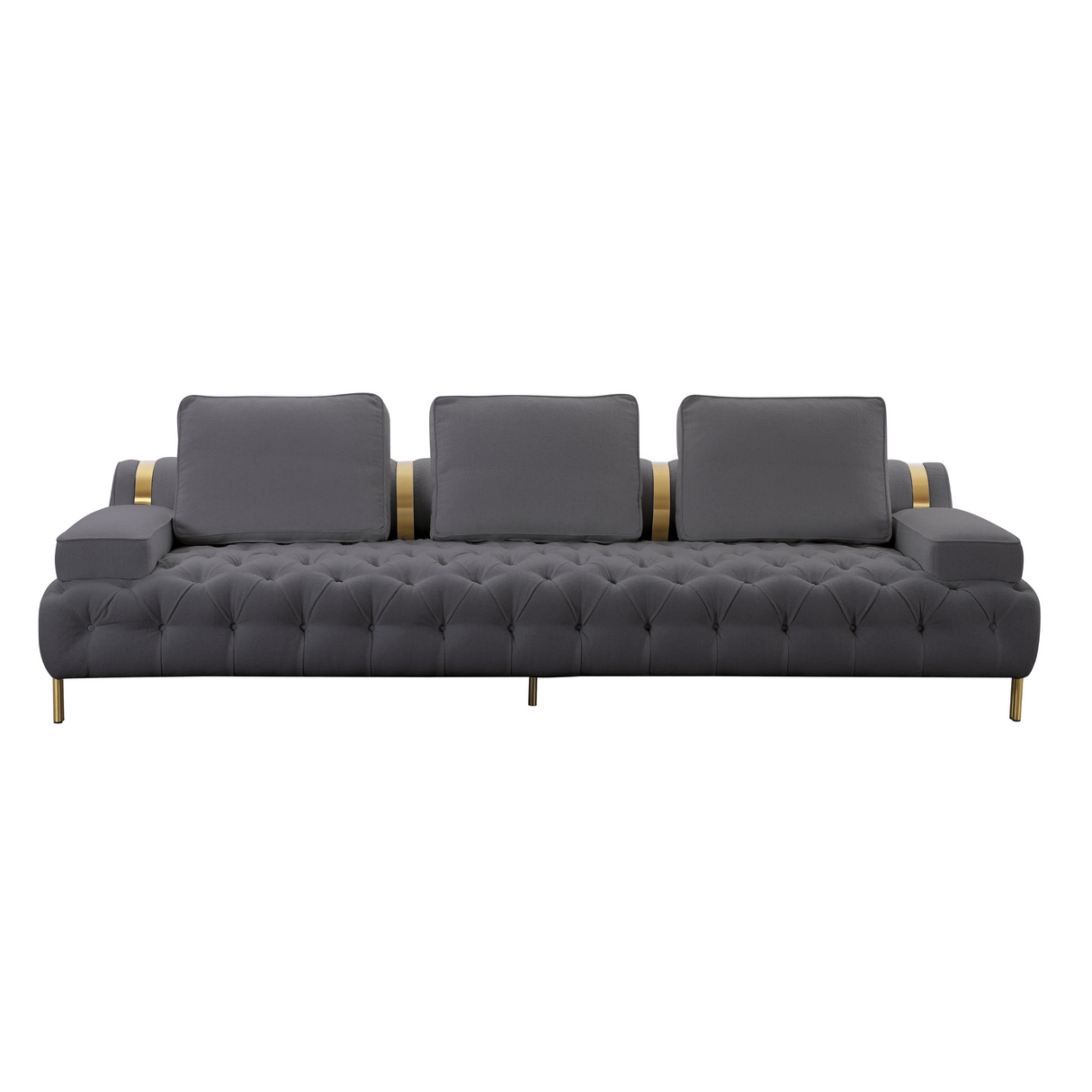 Tufting Dark Grey 4 Seater Sofa