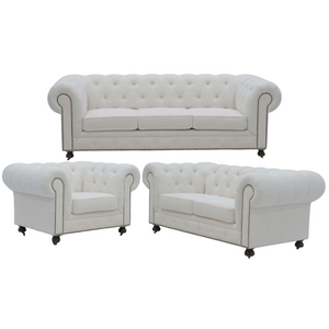 Olivia Tufted Beige Sofa Set