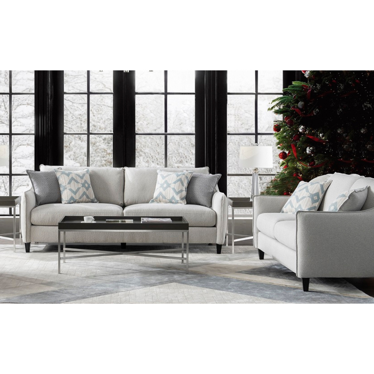 Trendy Grey Living Room Set ( Sofa+Loveseat)