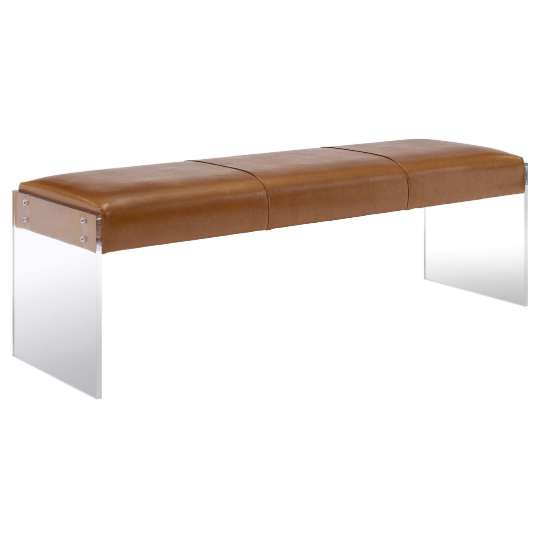 Envy Brown Vegan Leather/Acrylic Bench