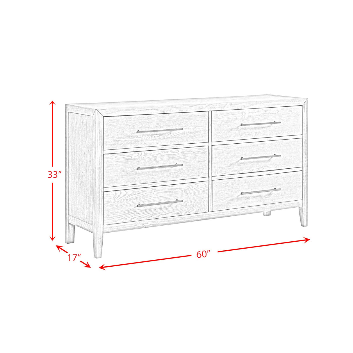 Versailles Contemporary 6-Drawer Dresser