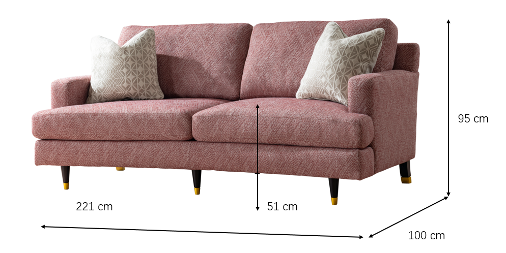 Elif Rosy Sofa (221cm)