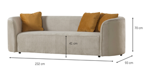 Dana Beige Mustard Sofa (232cm/287cm)