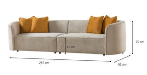 Dana Beige Mustard 4 Seater Sofa (287cm)