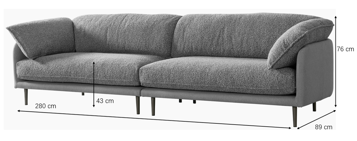 Ahad Grey Boucle 4 Seater Sofa