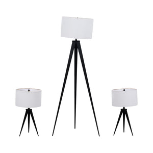 Metal,s/3,23/60"h,table&floor Tripod Lamps,blk