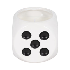 4" 9 Oz Tobacco Dice Candle, White/black