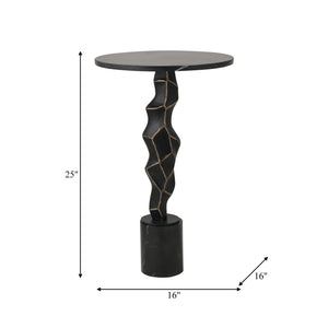 25" Rocco Marble Top Bronze Table