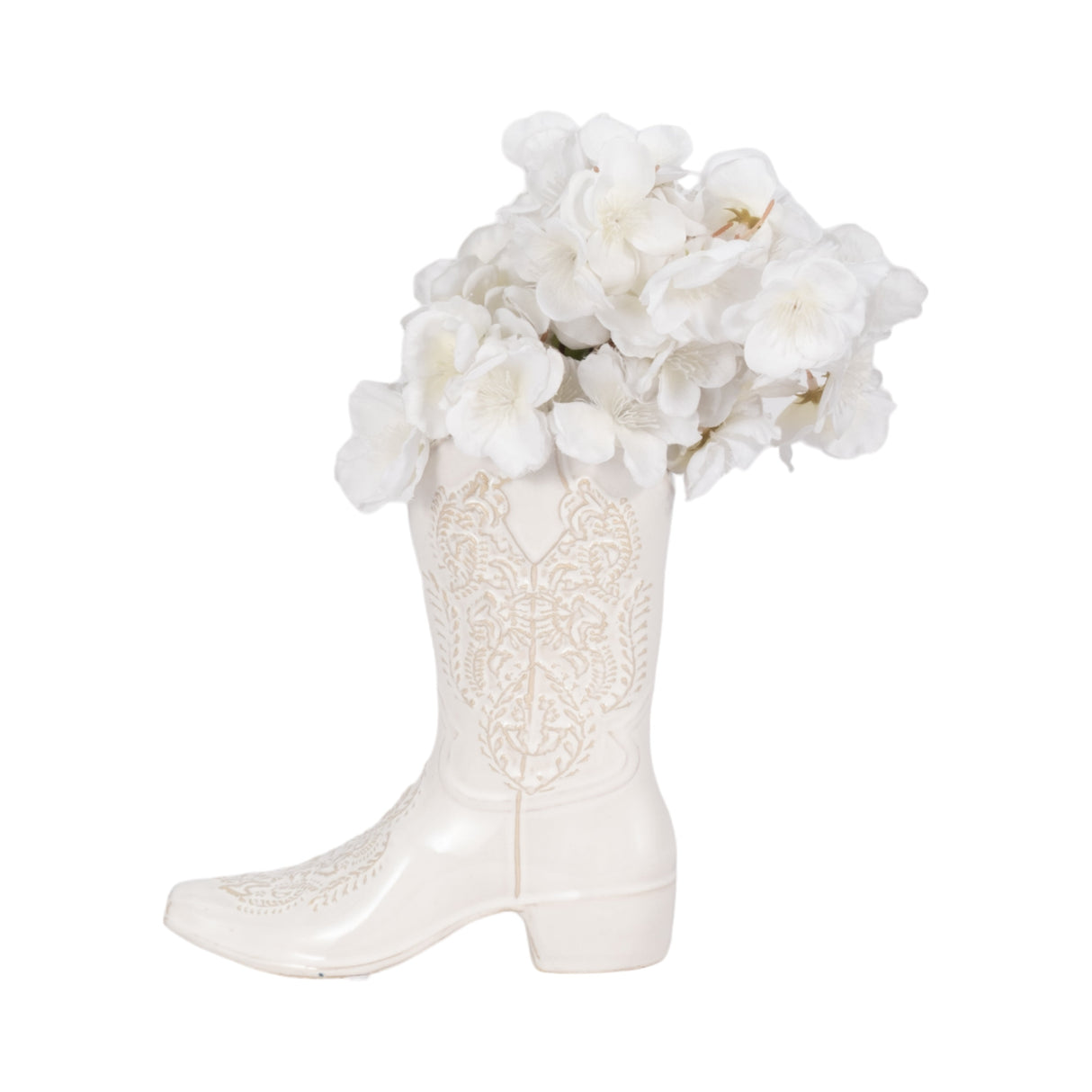 8" Cowboy Boot Vase, White