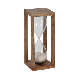 12" Tona Wooden Sandtimer, Brown/white