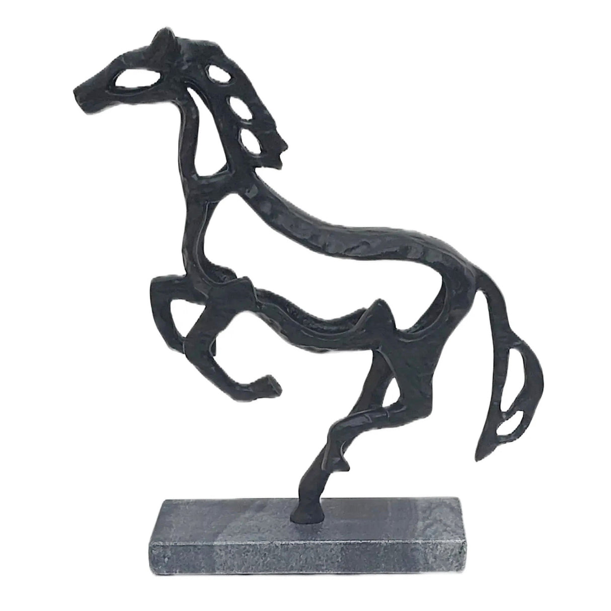 13x11" Galloping Horse On Marble Base, Black