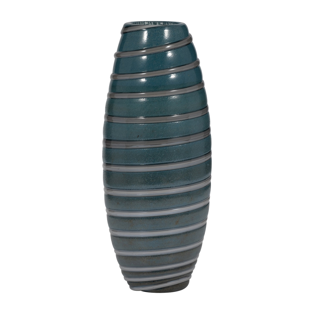 15" Santiago Striped Blue Glass Vase