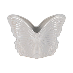 7" Iridescent Butterfly Planter, Ivory