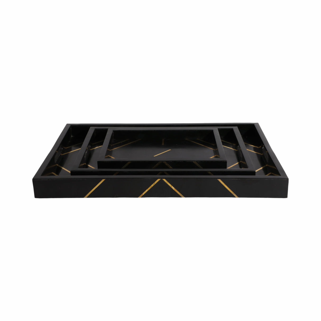 RESIN,S/3 13/18/24",BRSS INLAY RECTANGLE TRAY,BLK