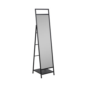 63" Standing Mirror W/ Hooks, Black