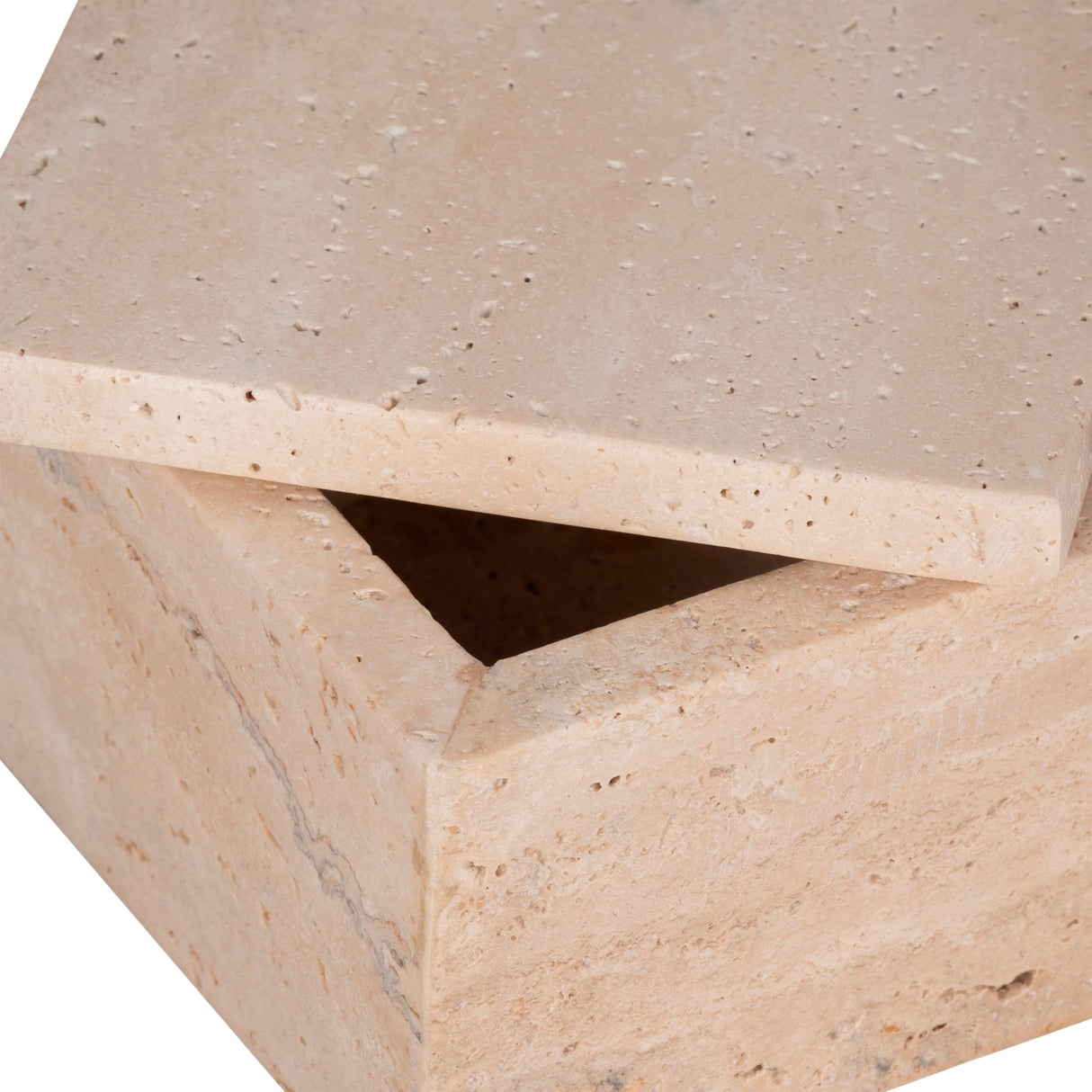 7" Travertine Box, Tan