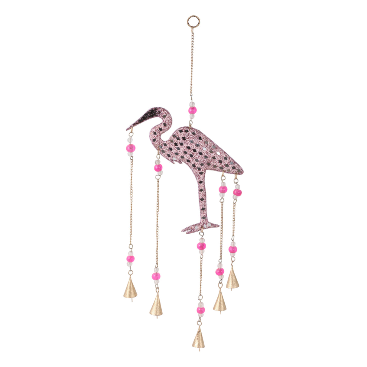 22x10" Beaded Mosaic Flamingo Chime, Pink