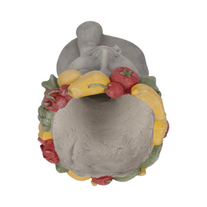 18" Lady With Fruit Planter, Grey/multi