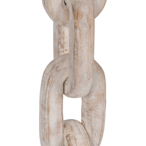 Wood, 11" Chain Pillar Candle Holder, White