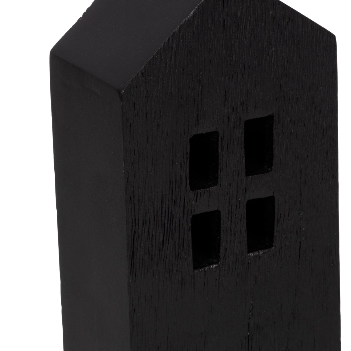 12" Wood House Decor, Black